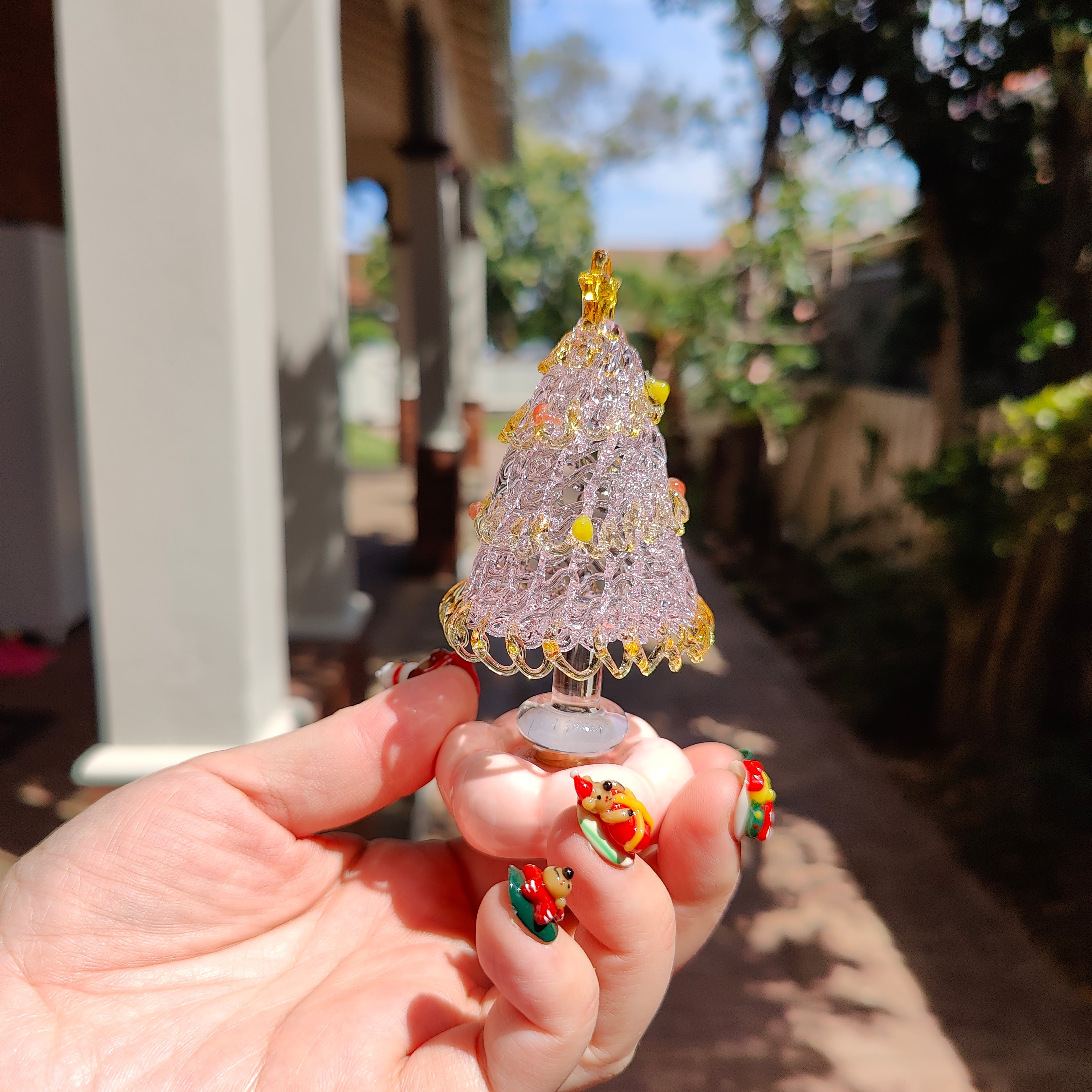 Spinning Glass Christmas Tree Decoration