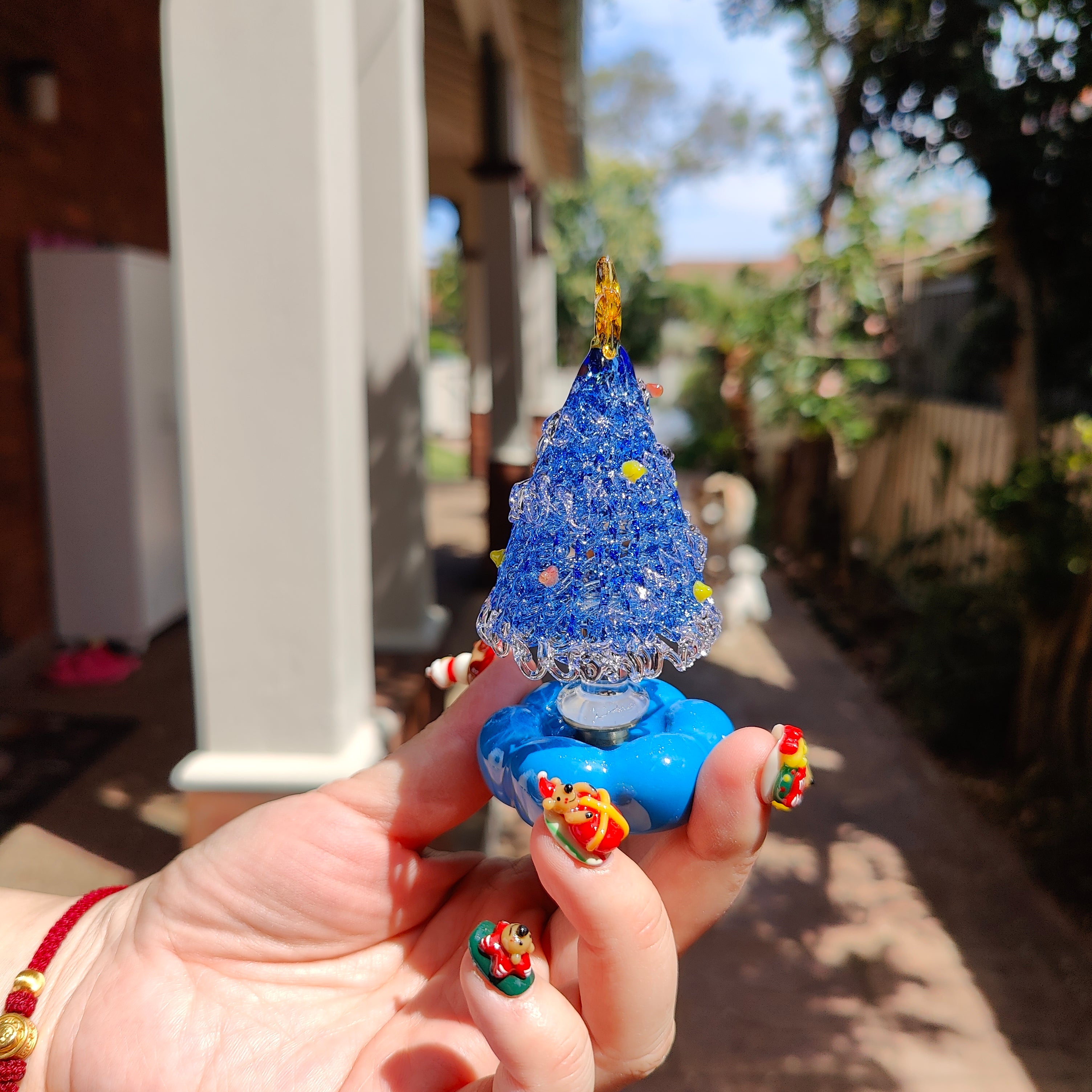 Spinning Glass Christmas Tree Decoration