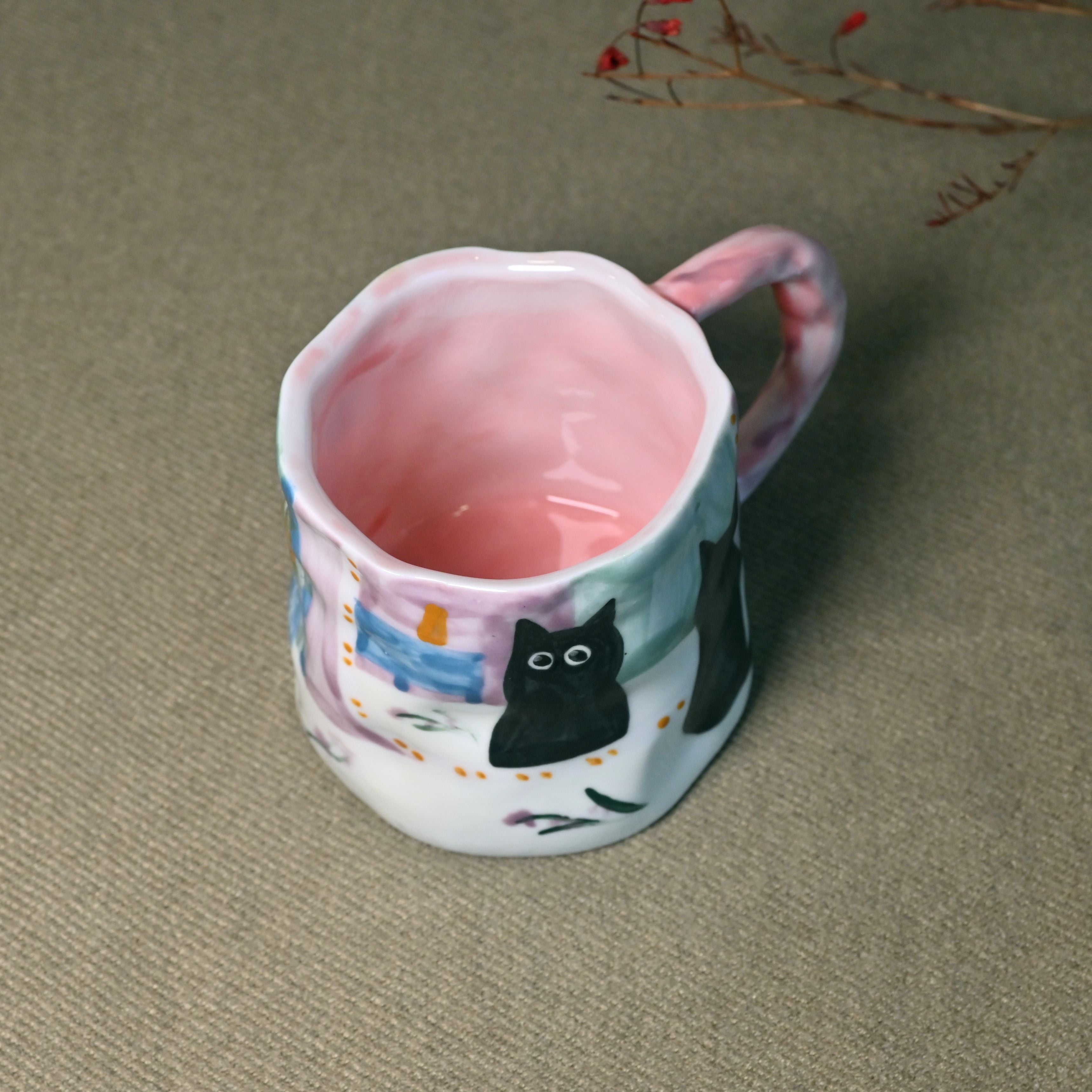 Handmade Ceramic Mug – Window Cat