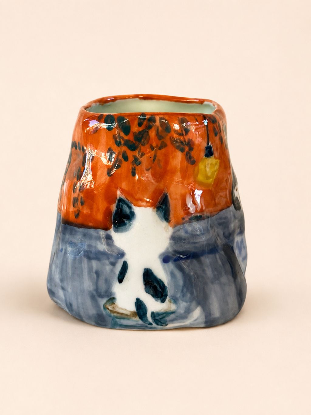 Grumpy Black Cat Hand‑Sculpted Mug