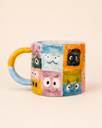 Little Monster Grid Hand‑Painted Ceramic Mug