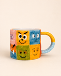 Little Monster Grid Hand‑Painted Ceramic Mug