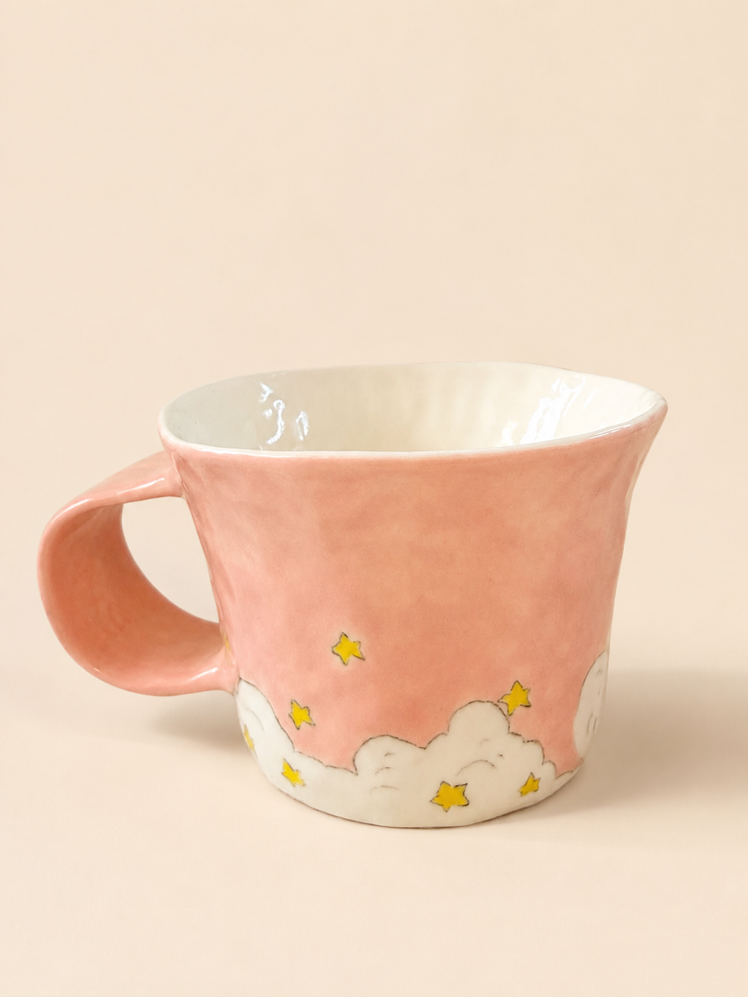 Pink Whale 3‑D Fox & Rabbit Hand‑Sculpted Mug