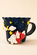 Starry‑Night 3D Fox & Rabbit Hand‑Sculpted Mug