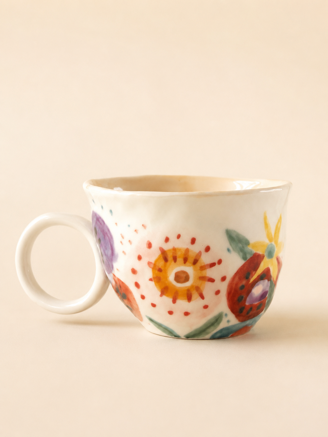 Hand‑Painted Floral Ceramic Mug