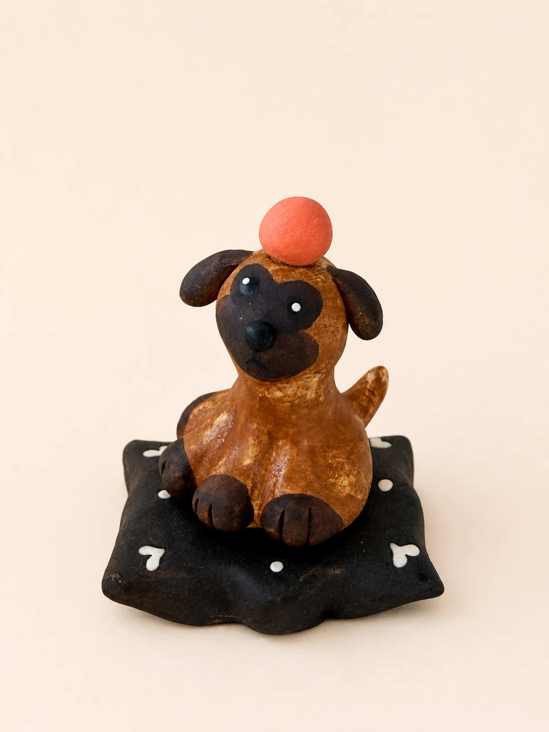 Handmade Ceramic Dog Spinner with Ball | Desk Decor Gift