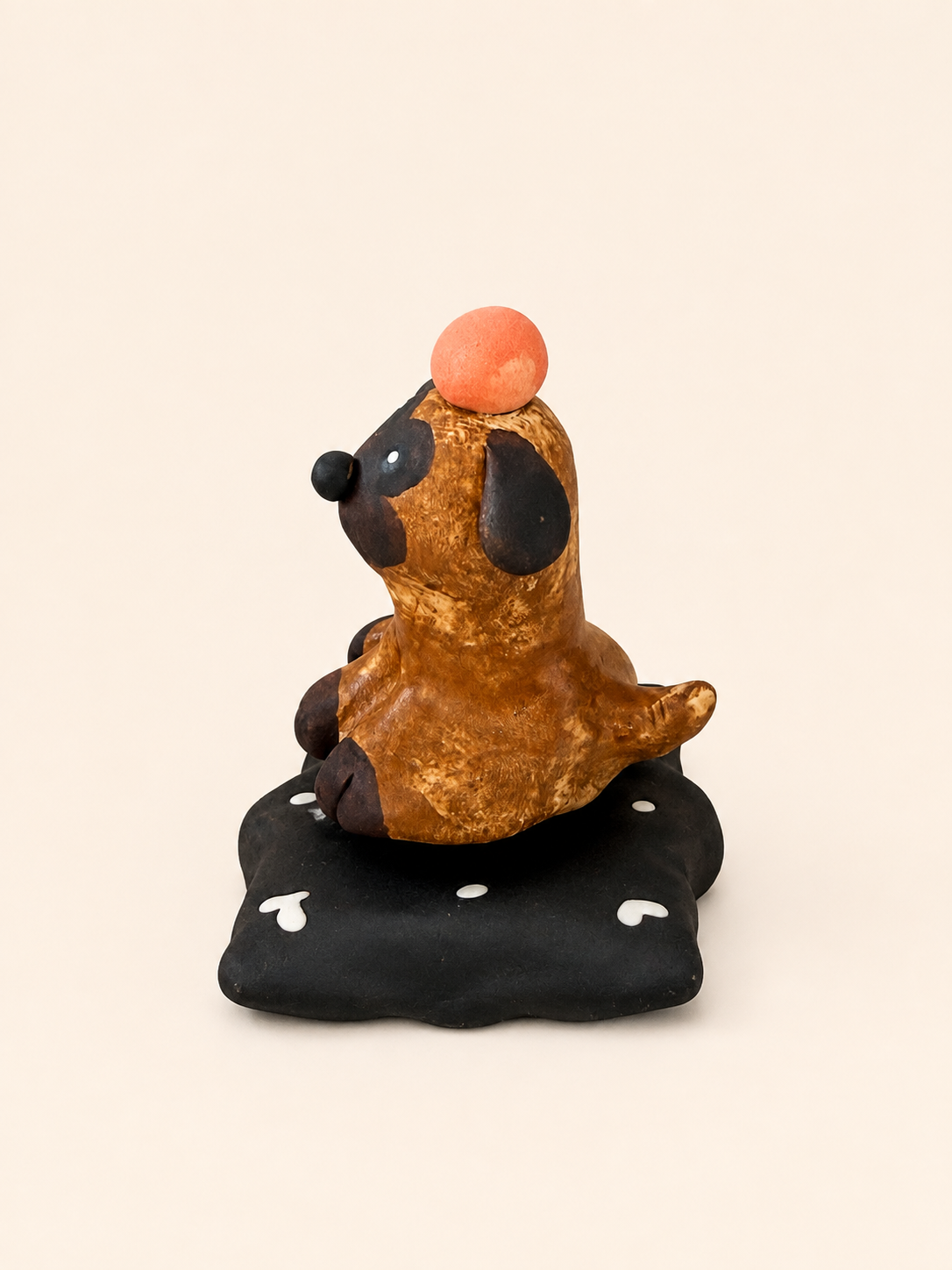 Handmade Ceramic Dog Spinner with Ball | Desk Decor Gift