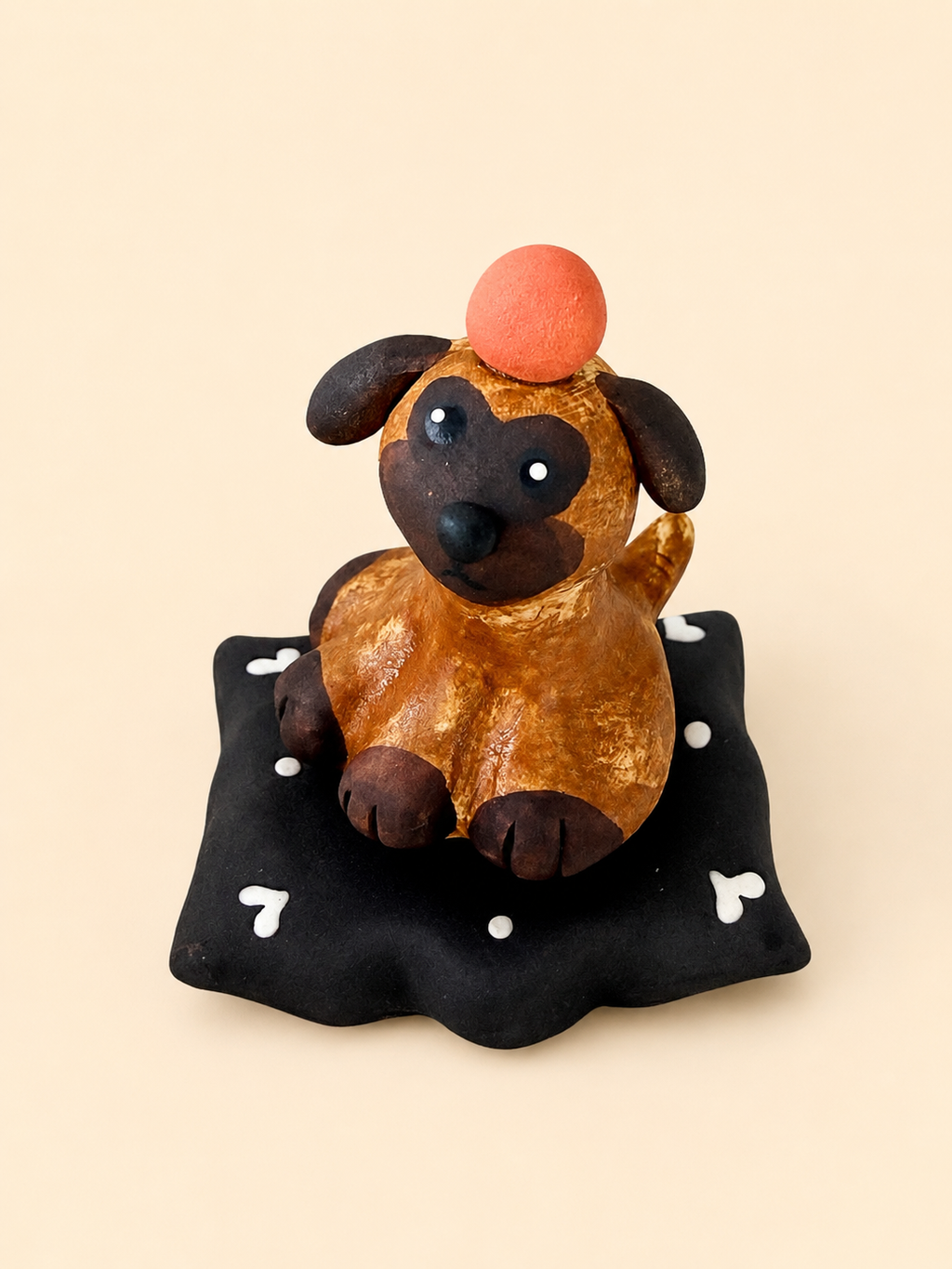 Handmade Ceramic Dog Spinner with Ball | Desk Decor Gift