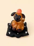 Handmade Ceramic Dog Spinner with Ball | Desk Decor Gift