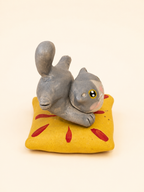 Handmade Ceramic Cat Spinner Figurine | Desk Decor Gift