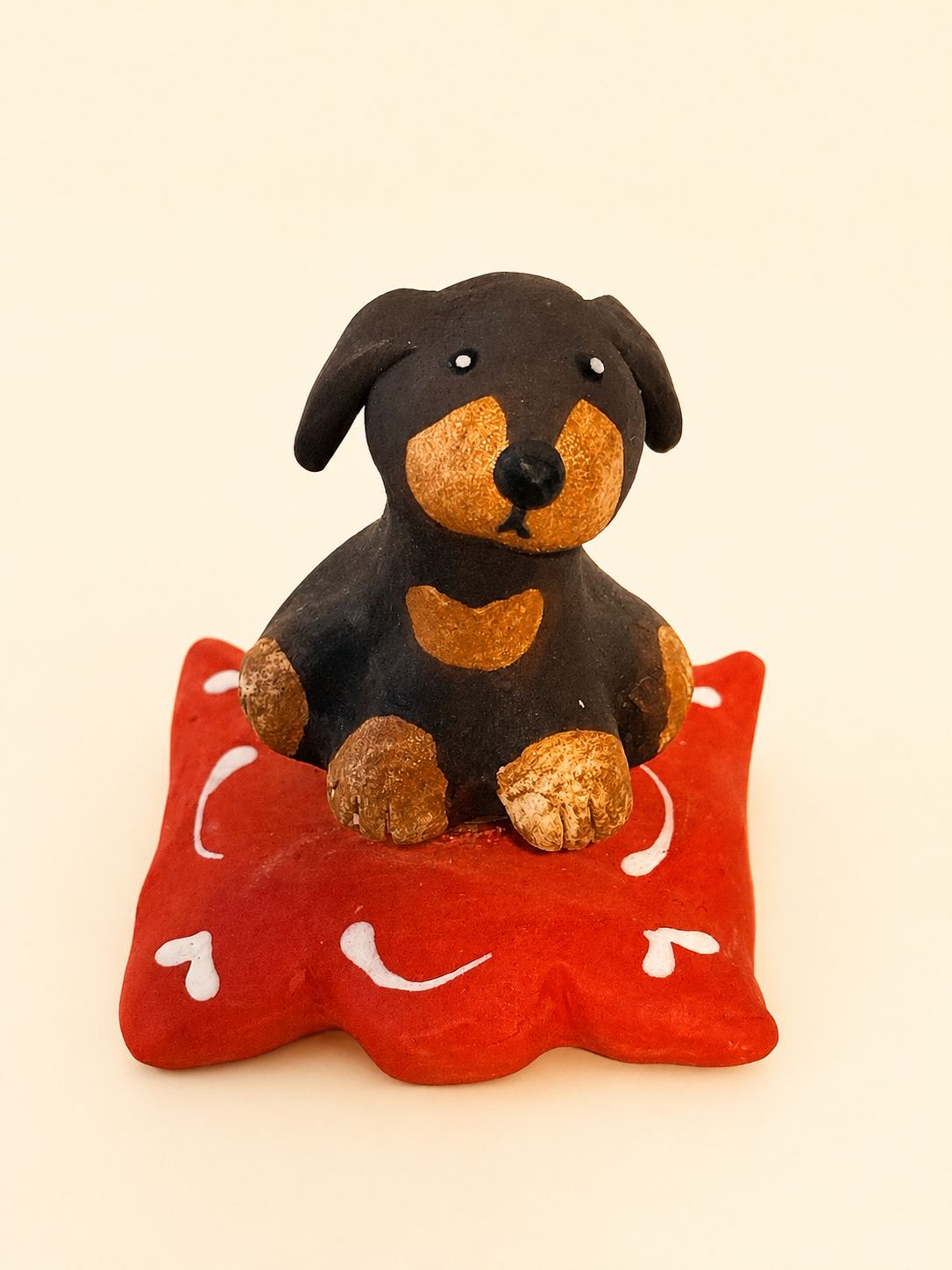 Handmade Ceramic Dachshund Dog Spinner Figurine | Desk Decor Gift