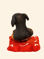 Handmade Ceramic Dachshund Dog Spinner Figurine | Desk Decor Gift