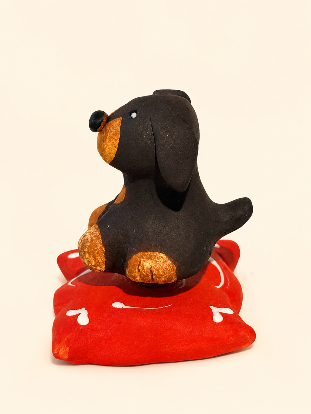 Handmade Ceramic Dachshund Dog Spinner Figurine | Desk Decor Gift