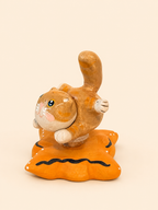 Handmade Ceramic Ginger Cat Spinner Figurine | Desk Decor Gift